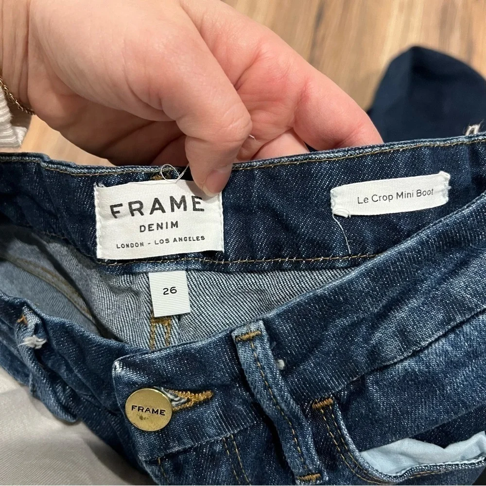 FRAME - Le Crop Mini Boot Jean Shredded Raw Hem in Bayberry